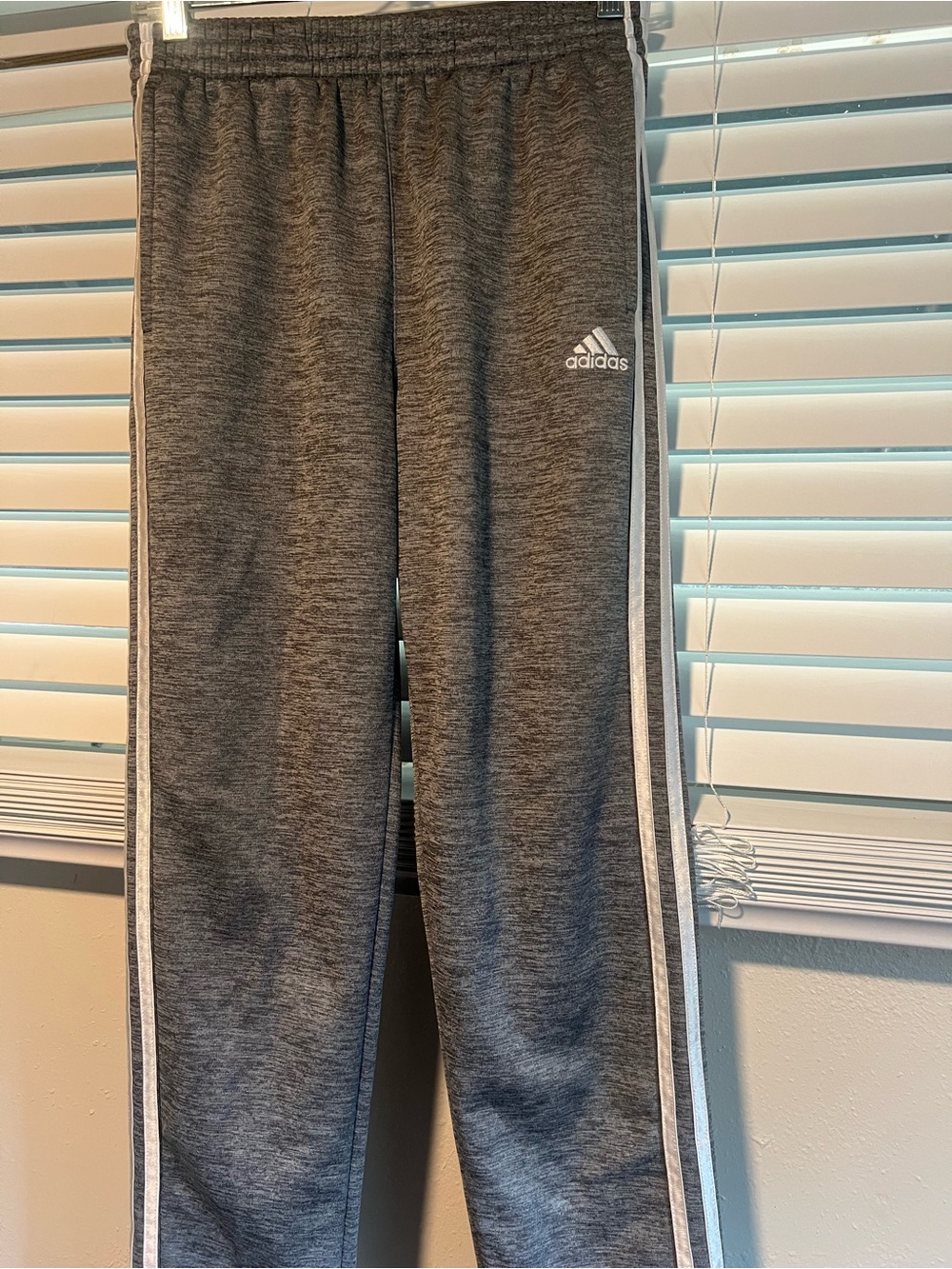 adidas Youth Gray Joggers with White Side Stripes Size XL